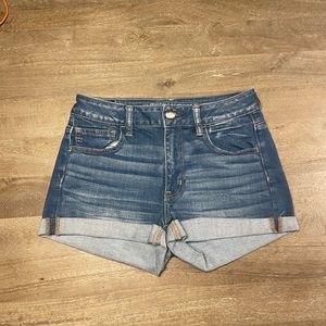 Jean shorts; worn, in good condition. Cuffed legs, 2.5 inch inseam